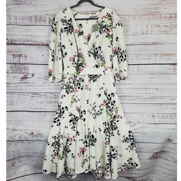 Danny and Nicole Maison Tara Floral Midi Dress Whimsy Fairy Garden Printed 22W - Picture 2 of 16